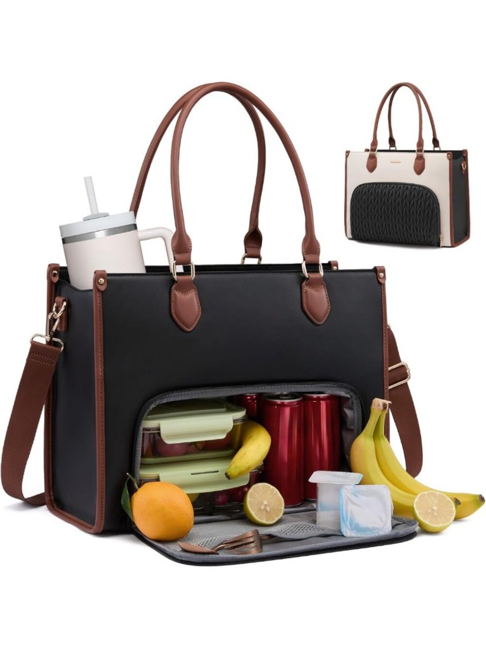 Stylish 3-in-1 Insulated Lunch Tote & Laptop Bag for Work, Office, Teacher